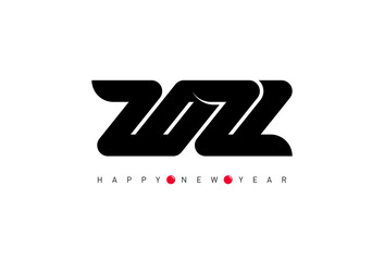 Happy New Year 2021. Brochure or calendar design template. Cover of business diary with wishes and Original inscription looks like hieroglyph. Calligraphy with two red dots. Vector.