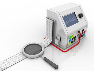 3d rendering Medical monitor showing vital health information with lens