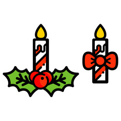 cartoon christmas candle colored set