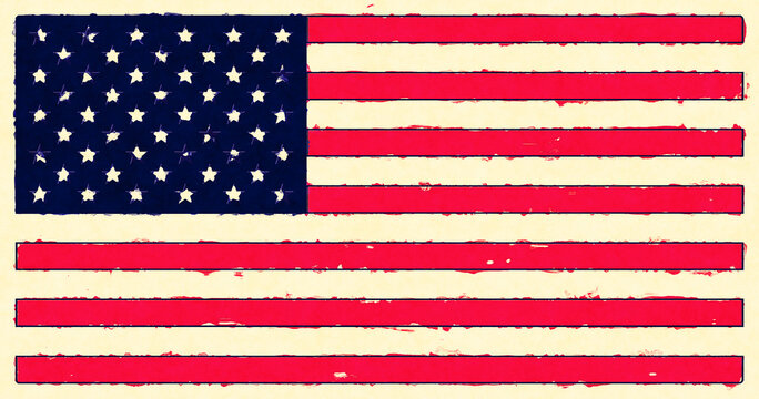 Vintage National Flag Of USA. Grunge American Flag.