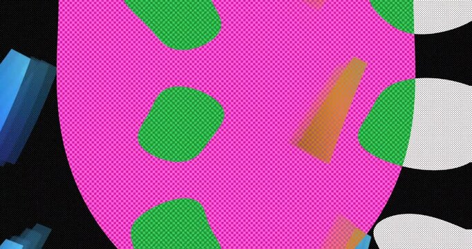 Abstract Retro 80s 90s Style Pattern Background With Colourful Shapes - DCi 4K Animation
