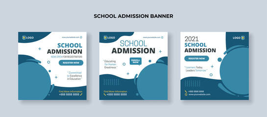 Modern school admission banner for social media post template