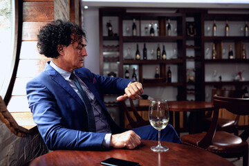 Successful businessman wearing a blue suit