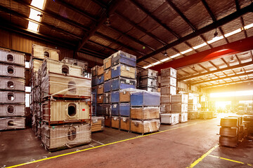 Large factory workshop storage room