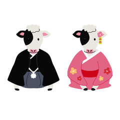 2021年年賀状　丑年のイラスト　