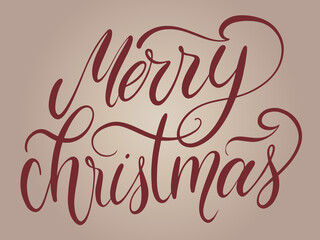Hand lettering Merry christmas modern style. Vector isolated for print, design, blank.