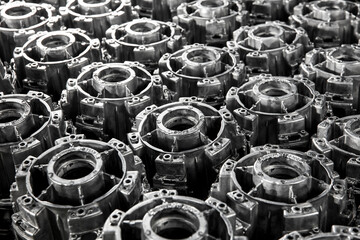 Stainless steel hardware tool parts in the dark background