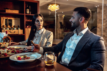 Business partners having a dinner