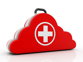 3d rendering First aid kit in cloud
