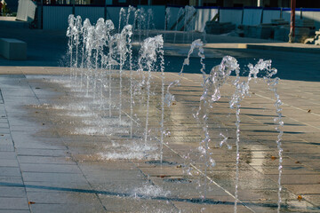 View of a fountain located in the downtown of Reims