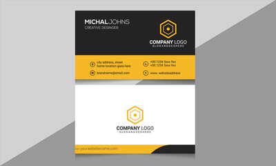 Black and yellow color business card template