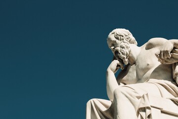 Statue of the ancient Greek philosopher Socrates in Athens, Greece, October 9 2020. - obrazy, fototapety, plakaty