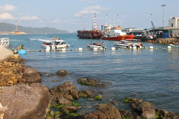 boats in the harbor vietnam