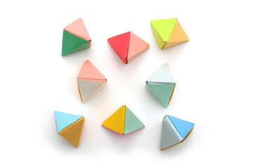 Abstract origami tetrahedrons.