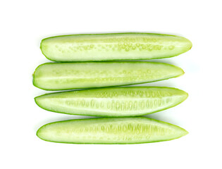 sliced cucumber isolated on white background
