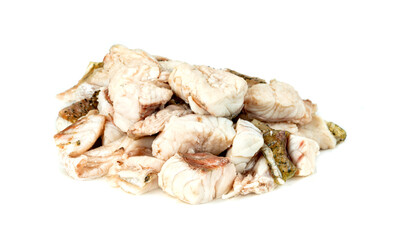 barramundi or Asian seabass fish boiled isolated on white background