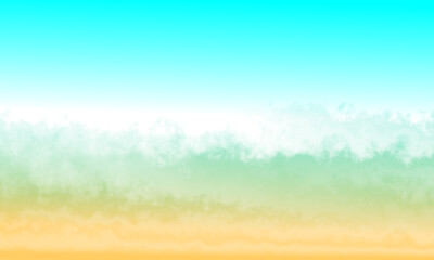 Blue sea and yellow sand gradient paper background.Summer beach. Abstract watercolor background