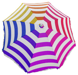 parasol de plage couleurs arc-en-ciel sur fond blanc 