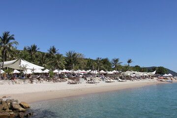 beach with umbrellas vietnam