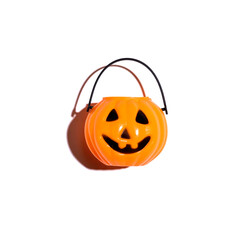 Halloween orange pumpkin - overhead view flat lay