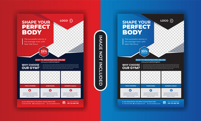Fitness and gym flyer template. Creative abstract fitness and gym flyer template. Fitness Club Gym, body building and gym flyer template. Modern fitness and gym Flyer collection.