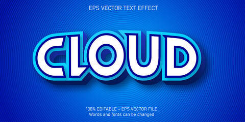 cloud text, cartoon style editable text effect