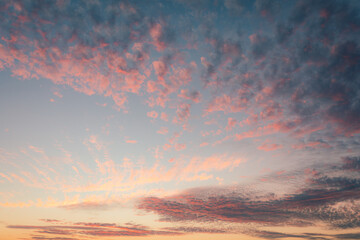 Cirrocumulus clouds sunset sky landscape - obrazy, fototapety, plakaty