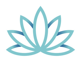 Lotus blossom icon, isolated on white background. Flower logo, symbol. Cosmetic, fashion, beauty logol in flat style with shadows. Vector color illustration.