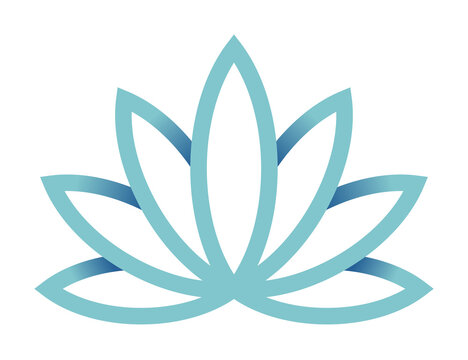 Lotus blossom icon, isolated on white background. Flower logo, symbol. Cosmetic, fashion, beauty logol in flat style with shadows. Vector color illustration.
