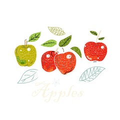 Cute Icon with apples. Hand Drawn Scandinavian Style. Vector Illustration
