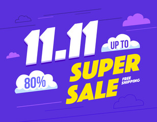 Global shopping festival special offer banner. 11.11Sale banner template design. 