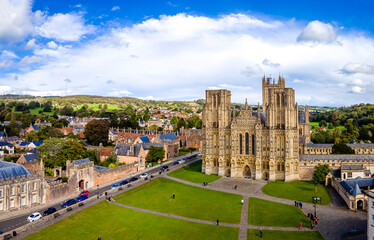 View of Wells Cathedral is in Wells, Somerset, England