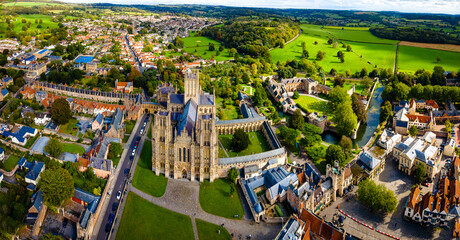 View of Wells Cathedral is in Wells, Somerset, England
