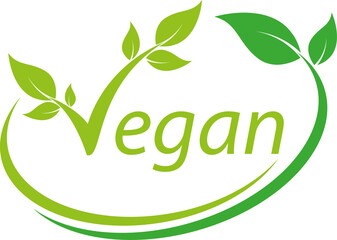 Vegetarisches Symbol mit Blättern, Vegan, Logo