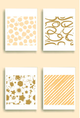 Abstract Vintage Set Of Different Geometrical Brochures and Design Elements. Retro Flyers , Banners , Posters with Dotted Textures . Colorful Patterns .