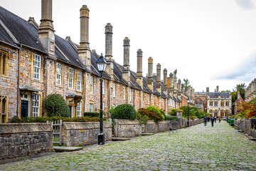 View of vicars' close in Wells, Somerset, England