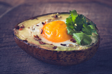 Baked egg in avocado