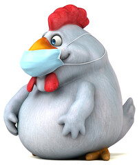 Fun 3D cartoon chicken with a mask