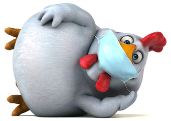 Fun 3D cartoon chicken with a mask © Julien Tromeur