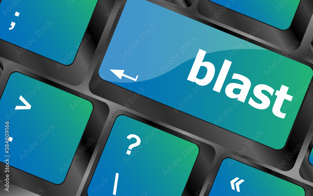 Poster blast button on computer pc keyboard key