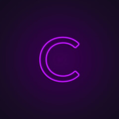Bright Neon Font with fluorescent pink tubes. Large capital letter C. Night Show Alphabet.