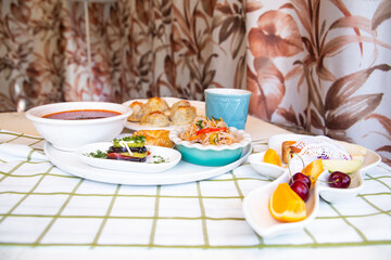 delicious business lunch on the table