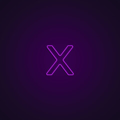 Bright Neon Font with fluorescent pink tubes. Small letter x. Night Show Alphabet.