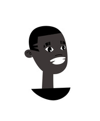 Young Black Male Character. Cartoon Style People. Black Lives Matter Avatar. Isolated Protest Guy. Flat Illustration African American Man Face. Hand Drawn Vector Drawing 
