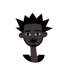 Young Black Male Character. Cartoon Style People. Black Lives Matter Avatar. Isolated Protest Guy. Flat Illustration African American Man Face. Hand Drawn Vector Drawing 