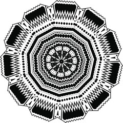 Mandala. Black and White Pattern. Vintage decorative elements. Hand drawn background. Arabic, Islam, Indian. Vector illustration