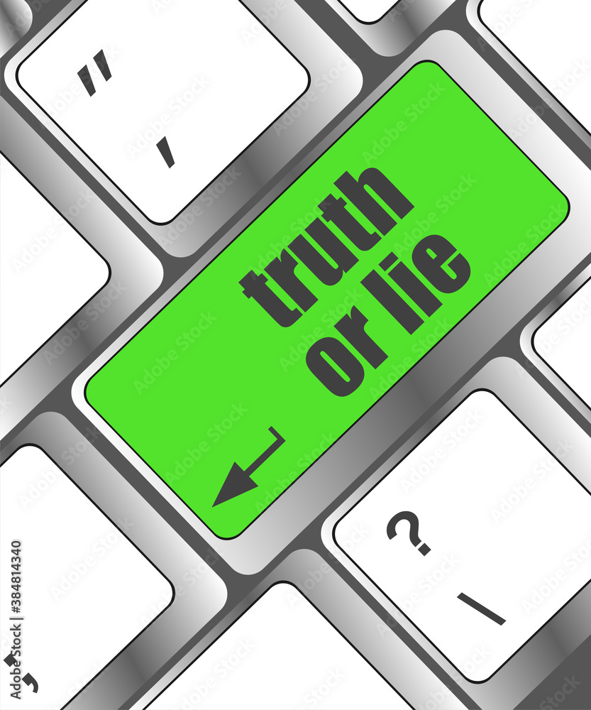 Poster truth or lie button on computer keyboard key