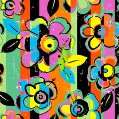 Gardinen seamless abstract background composition, with flowers, paint strokes and splashes © Kirsten Hinte