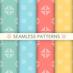 The seamless ornamental pattern set.