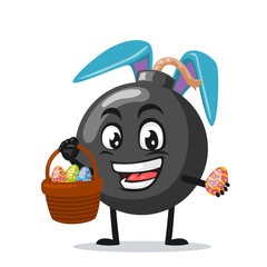 vector illustration of bomb character of mascot wearing bunny hat